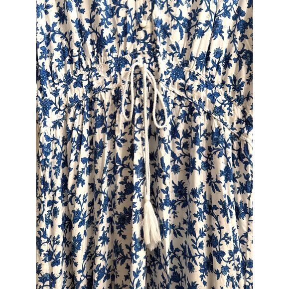 R. Vioimos Dress Ties Peasant Blue Boho Floral Long Flowy Comfortable Cottage 16 - Picture 5 of 10